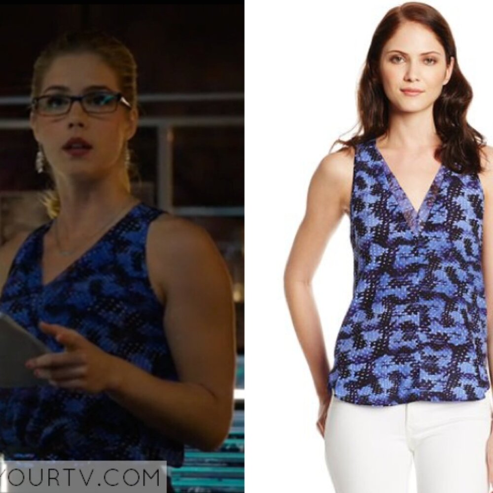 ASO Felicity Smoak | Rebecca Taylor Summer Storm Silk Tank V Neck